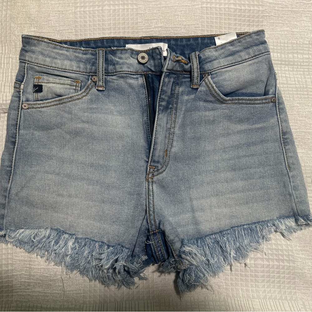 KanCan Blue Jean Shorts High-Waisted Frayed Hem